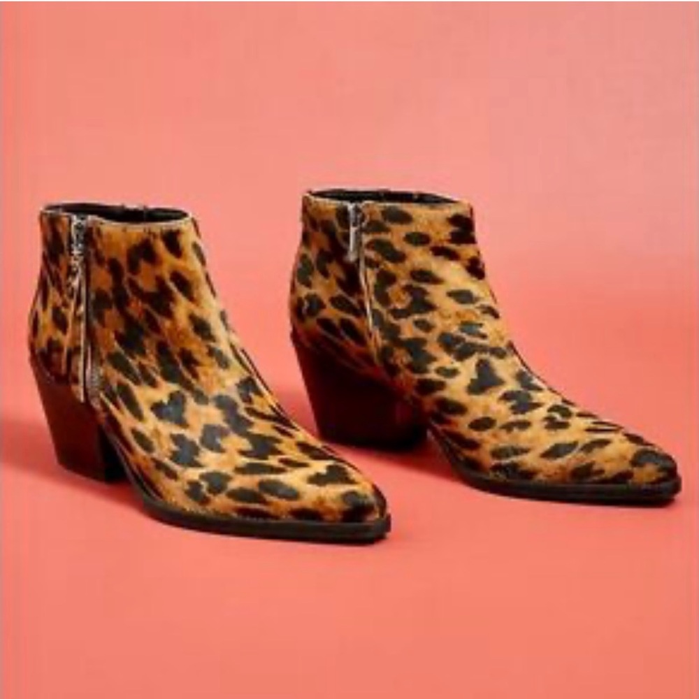 Sam Edelman Leopard Print Ankle Leather Boots
